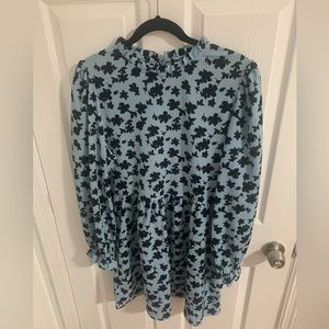 Miss Selfridge mini smock dress in Blue floral size US 12